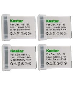 Kastar [Fully Decoded] Battery (4-Pack) for Canon NB-13L NB13L CB-2LH and Canon PowerShot G5 X, G7 X, G7 X Mark II, G9 X, G9 X Mark II, PowerShot SX620 HS, SX720 HS, SX730 HS, G1 X Mark III Camera