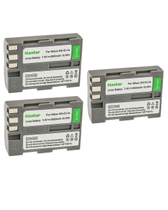 Kastar 3-Pack EN-EL3E Battery Replacement for Nikon EN-EL3e, EN-EL3a, EN-EL3 Battery, Nikon MH-18, MH-18a, MH-19 Charger, Nikon MB-D10, MB-D80 Battery Grip