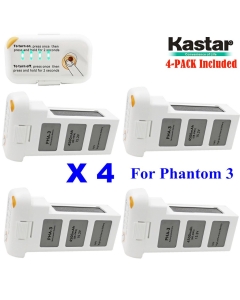 Kastar Intelligent Flight Battery Phantom 3 (4-Pack) High Capacity 4500 mAh 15.2 V (4 Cells in Serial, 4S)- 24 Minute Flying Time - for The Phantom 3 Professional and Phantom 3 Advance