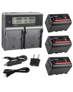 Kastar 3-Pack Battery and AC LCD Dual Fast Charger Compatible with Sony BP-U30 BP-U35 BP-U60 BP-U60T BP-U66 BP-U65 BP-U68 BP-U70 BP-U90 BP-U95 BP-U96 BP-U98 Battery, Sony BC-U1 BC-U2 BC-CU1 Charger