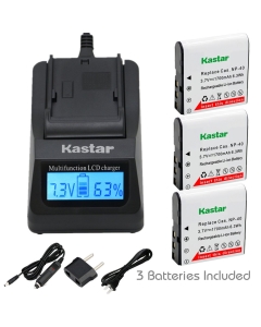 Kastar Ultra Fast Charger(3X Faster) Kit and CNP-40 Battery (3-Pack) for Kodak LB-060 AZ521 AZ361 AZ501 AZ522 AZ362 AZ526 and HP D3500 SKL-60 V5060H V5061U Cameras