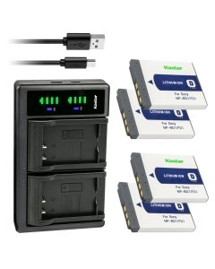 Kastar 4-Pack Battery and LTD2 USB Charger Compatible with Sony NP-BD1 Battery, BC-CSD BC-CS3 Charger, Cyber-Shot DSC-T500, Sony Cyber-Shot DSC-T700, Cyber-Shot DSC-T900, Cyber-Shot DSC-TX1 Cameras