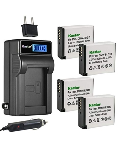 Kastar 4-Pack DMW-BLG10 Battery and LCD AC Charger Compatible with Panasonic Lumix DMC-GF3, Lumix DMC-GF3C, Lumix DMC-GF3K, Lumix DMC-GF3W, Lumix DMC-GF5, Lumix DMC-GF6, Lumix DMC-GF6K, Lumix DMC-GF6R