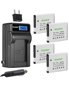 Kastar 4-Pack NB-8L Battery and LCD AC Charger Compatible with Canon PowerShot A2200, PowerShot A3000 IS, PowerShot A3100 IS, PowerShot A3150 IS, PowerShot A3200 IS, PowerShot A3300 IS Digital Cameras