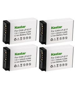 Kastar 4-Pack LP-E17 Battery 7.2V 1450mAh Replacement for Canon LP-E17 LP-E17H, 9967B02 Battery, Canon BG-E18, BG-E18 IR Battery Grip, Canon EOS 750D, EOS 760D, EOS 800D, EOS 850D, EOS 8000D Camera