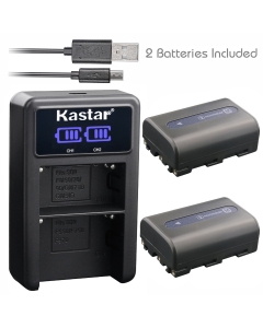 Kastar 2 Battery + Dual Charger Replacement for Sony NP-FM50 NP-FM55H DCR-TRV8 DCR-TRV80 DCR-TRV828 DCR-TRV840 DCR-TRV890 DCR-TRV940 DCR-TRV950 DCR-HC14 DCR-HC15 DCR-HC88 DCR-PC110 DCR-PC115 DCR-PC120