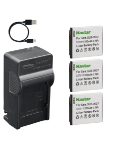 Kastar 3-Pack Battery and AC & USB-C Charger Compatible with SLB-0937 Camera for Samsung CL5 CL50 CL80 I8 L730 L735 L830 NV4 NV33 ST10 Digital Camera