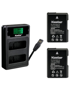 Kastar 2 Pack Battery and Charger with Miro USB/Type-C Input Compatible with Nikon EN-EL14 EN-EL14b, Nikon D3400 DSLR, D3500 DSLR, D5100 DSLR, D5200 DSLR, D5300 DSLR, D5500 DSLR, D5600 DSLR Camera