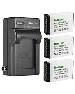 Kastar 3-Pack Battery and AC Wall Charger Replacement for Canon LP-E17 LPE17, LP-E17H Battery, Canon EOS M3, EOS M5, EOS M6, EOS M6 Mark II, EOS 77D Cameras, Canon BG-E18, BG-E18 IR Battery Grip