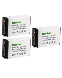 Kastar 3-Pack LP-E17 Battery 7.2V 1450mAh Replacement for Canon LP-E17 LP-E17H, 9967B02 Battery, Canon BG-E18, BG-E18 IR Battery Grip, Canon EOS 750D, EOS 760D, EOS 800D, EOS 850D, EOS 8000D Camera