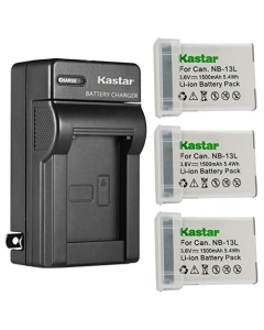 Kastar 3-Pack Battery and AC Wall Charger Replacement for Canon PowerShot SX720 HS, PowerShot SX730 HS, PowerShot SX740 HS, G1 X Mark III, PowerShot G5 X, PowerShot G5 X II, PowerShot G7 X Cameras