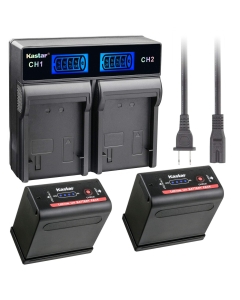 Kastar 2 Battery and LCD Dual Charger Compatible with Canon HDV XH-A1S HD XH-G1 HDV XH-G1S HD XL-H1A XL-H1S HD XL-1S XL-2 XH-A1SE HDV UC-X2Hi UC-X30Hi UC-X40Hi UC-X45 UC-X50 UC-X55 V40Hi XF100 XF105