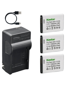 Kastar 3-Pack Battery and AC & USB-C Charger, Compatible with Samsung SLB-1137D, for i80 i85 i100 NV11 NV24HD NV30 NV40 NV100HD NV103 NV106 HD TL34HD Cameras