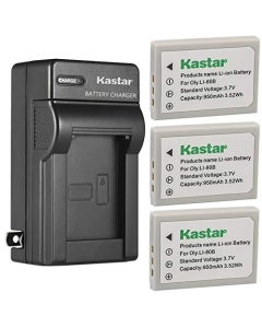 Kastar 3-Pack Battery and AC Wall Charger Replacement for Voigtlander, Virtus D4, Virtus D5, Virtus D500, Virtus D6, Virtus D600, Virtus S6, PRAKTICA Luxmedia 7103, Minox DC 6311, MINOX DC 4211