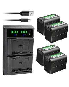 Kastar 4-Pack 7.4V 7000mAh BP-950GEXP Battery and LTD2 USB Charger Compatible with Canon XH-G1S XH-G1S HD XL-H1A XL-H1S XL-H1S HD XL-1 XL-1S XL-2 XH-A1 XH-A1 HDV XH-A1S HD XH-A1SE HDV XM1 XM2 Camera