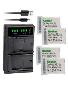 Kastar 4-Pack NB-13L Battery and LTD2 USB Charger Replacement for Canon PowerShot SX740 HS, G1 X Mark III, PowerShot G5 X, PowerShot G5 X II, PowerShot G7 X, PowerShot G7 X Mark II Camera
