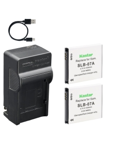 Kastar 2-Pack Battery and AC & USB-C Charger, Compatible with Samsung SLB-07 SLB-07A SLB-07B EA-SLB07 for PL150 PL151 ST45 ST50 ST500 ST550 ST600 TL90 TL100 TL210 TL220