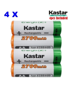 Kastar AA (4-Pack) Ni-MH 2700mAh Super High-Capacity Rechargeable Batteries Pre-Charged