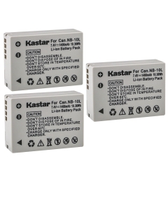 Kastar Battery (3-Pack) Replacement for Canon NB-10L, CB-2LC, Work with Canon PowerShot G1 X, PowerShot G15, PowerShot G16, PowerShot SX40 HS, PowerShot SX50 HS, PowerShot SX60 HS Digital Cameras