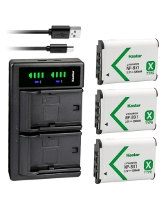 Kastar 3-Pack NP-BX1 Battery and LTD2 USB Charger Replacement for Sony Cyber-Shot DSC-RX100M2 (RX100 II), Cyber-Shot DSC-RX100M3 (RX100 III), Cyber-Shot DSC-RX100M4 (RX100 IV), Cyber-Shot DSC-WX350