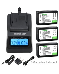 Kastar Ultra Fast Charger(3X Faster) Kit and BP-1410 Battery (3-Pack) for Samsung BP1410 and NX30 WB2200F Digital Cameras