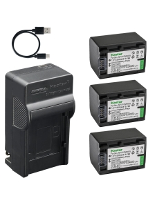 Kastar 3-Pack Battery and AC & USB-C Charger, Compatible with Sony NP-FV30 FV50 FV70 FV90 FV100, DCR-PJ SR SX, FDR-AX, HDR-CX HDR-PJ HDR-TD HDR-XR, NEX-VG Series, HXR Series, PXW-Z90V PXW-X70 Cameras