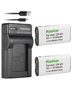 Kastar Battery (X2) & Slim USB Charger forr CR-V3 LB-01 and Olympus C3000 D565 D-100 D-150 D-230 D-370 D-380 D-390 D-40 D-460 D-490 D-520Z D-560Z, Kodark EasyShare C310 C530 C875 + More Camera