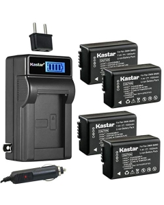 Kastar 4-Pack DMW-BMB9 Battery and LCD AC Charger Compatible with Panasonic DMW-BMB9, DMW-BMB9E, DMW-BMB9PP, DMWBMB9 Battery, Panasonic DE-A83 DE-A83B DE-A83BA, DE-A84 DE-A84B Charger