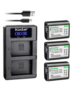 Kastar NP-FW50 3-Pack Battery and LKD2 USB Charger Compatible with Sony NP-FW50, W Series Battery, Sony BC-VW1, BC-TRW Charger, Sony VG-C1EM, VG-C2EM Grip