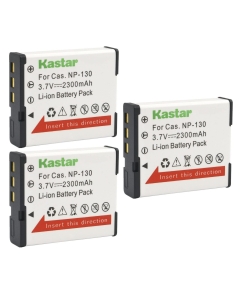 Kastar 3-Pack Battery CNP-130 Replacement for Casio Exilim EX-ZR700BK EX-ZR700BN EX-ZR700PKc EX-ZR700WE, Exilim EX-ZR710, Exilim EX-ZR750, Exilim EX-ZR800, EX-ZR850, TRYX Black, TRYX White Camera