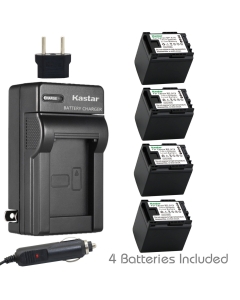 Kastar BP-819 Battery (4X) + Charger for Canon VIXIA HF10, HF11, HF20, HF21, HF100, HF200, HF G10, HF M30, M31, M32, M40, M41, M300, M400, HF S10, S11, HF S20, S21, S30, S100, S200, HG20, HG21, XA13
