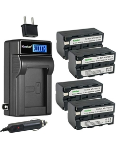 Kastar 4-Pack NP-F770 Battery and LCD AC Charger Compatible with DCR-TRV735 DCR-TRV820 DCR-TRV9 DCR-TRV900 DCR-TV900 DCR-VX1000 DCR-VX2000 DCR-VX2000E DCR-VX2001 DCR-VX2100 DCR-VX2100E