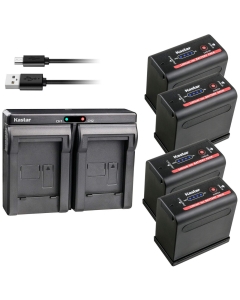 Kastar 4 Battery + Charger Replace for Canon V500 V520 HDV XH-A1S HD XH-A1sE HDV XH-G1 HDV XH-G1S XH-G1S HD XL-H1A XL-H1S XL-H1S HD XL-1 XL-1S XL-2 XM1 XM2 XV1 XV2 EOS EOS C300 EOS UC-V10 UC-V10Hi