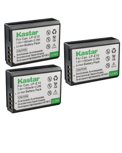 Kastar Battery (3-Pack) Replacement for Canon LP-E10, LC-E10 Work with Canon EOS Rebel T5, EOS Rebel T3, EOS Kiss X50, EOS Kiss X70, EOS 1200D, EOS 1100D DSLR Cameras