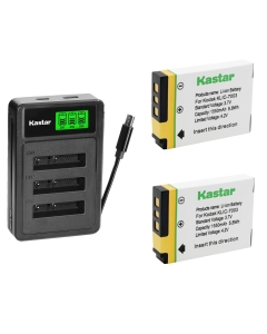 Kastar 2-Pack Battery with Triple Charger for Kodak KLIC-7003 GE GB-40, Kodak EasyShare M380 M381 M420 V803 V1003 Z950 Z950 is MD81, GE A830 E1030 E1035 E1040 E1050 E1055 E1235 E1240 E850 H855