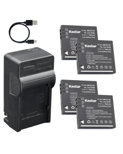 Kastar 4-Pack Battery and AC & USB-C Charger, Compatible with Panasonic CGA-S008 DMW-BCE10, Leica BP-DC6, Ricoh DB-70 Cameras