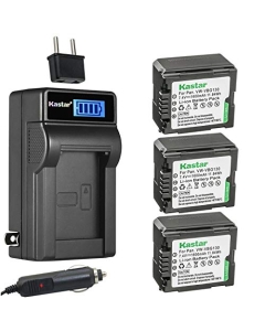 Kastar 3-Pack VW-VBG130 Battery and LCD AC Charger Compatible with Panasonic HDC-SD300, HDC-SD600, HDC-SD700, HDC-SD707, HDC-SDT750, HDC-SDT750K, HDC-SX5, HDC-SX5EB-S, HDC-SX5EG-S, HDC-SX5GCS-S Camera