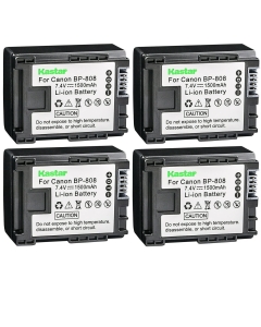 Kastar 4-Pack BP-808 Battery 7.4V 1500mAh Replacement for Canon VIXIA HF M400, VIXIA HF M406, VIXIA HF S10, VIXIA HF S11, VIXIA HF S20, VIXIA HF S21, VIXIA HF S30, VIXIA HF S100 Camera