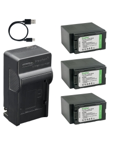 Kastar 3-Pack Battery and AC & USB-C Charger, Compatible with Panasonic CGA-D54 CGR-D54 VW-VBD29 VW-VBD55, for AG-AC90 DVC30 DVX100 HVX200 NV-MX500 HDC-Z10000 Camcorders