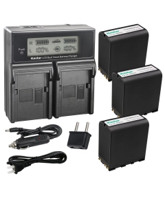 Kastar 3-Pack GEB242 Battery and LCD Dual Fast Charger Compatible with Leica TM30 & TM50 Total Station, Leica TS30/TS50/TS60 Total Station, MS50 & MS60 MultiStations, ScanStation C10 P20 Laser Scanner