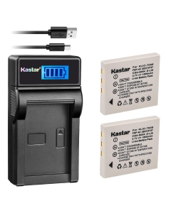 Kastar Battery (X2) & LCD Slim USB Charger Replacement for FNP-40, CGA-S004, KLIC-7005, SLB-0737, SLB-0837, SNP-40, D-Li8, Dli-102, NP-1 and DE-992