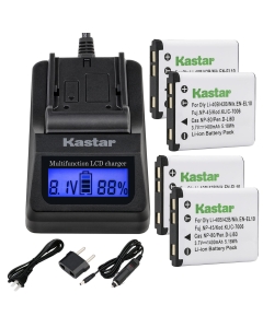 Kastar Ultra Fast Charger Kit and Battery (4-Pack) for Nik EN-EL10 MH-63 Work with Nik Coolpix S60, S80, S200, S210, S220, S230, S500, S510, S520, S570, S600, S700, S3000, S4000, S5100 Cameras