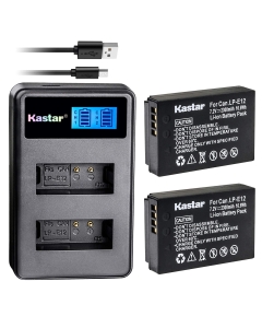 Kastar Battery X2 & LCD Dual Slim Charger for Canon LP-E12 LPE12 Battery, LC-E12 LC-E12E Charger, Canon EOS 100D, EOS M, EOS M2, EOS M10, EOS M50, EOS M100, EOS M200, EOS Rebel SL1, PowerShot SX70 HS