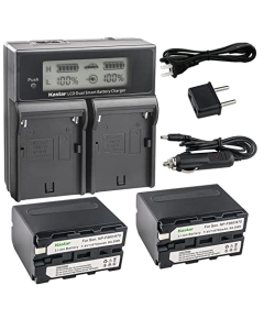 Kastar 2-Pack NP-F970 Battery and CH04 Dual Fast Charger Compatible with Sony HVR-Z5 HVR-Z7 HVR-AU1 HXR-MC1500 HXR-MC2000 HXR-MC2500 HXR-NX100 HXR-NX3 HXR-NX5 HXR-NX5R MPK-DVF4 MVC-CD1000 Camera