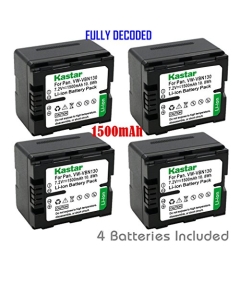 Kastar Battery (4-Pack) for Panasonic VW-VBN130 work with Panasonic HC-X800 HC-X900 HC-X900M HC-X910 HC-X920 HC-X920M HDC-HS900 HDC-SD800 HDC-SD900 HDC-TM900 Cameras