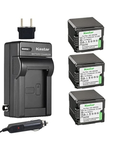 Kastar Battery 3-Pack + Charger Kit for VW-VBG260 AG-AC7 AG-AF100 AG-HMC40 AG-HMC80 AG-HMC150 HDC-HS250 HDC-HS300 HDC-HS700 HDC-SD600 HDC-SD700 HDC-SDT750 HDC-TM300 HDC-TM700 SDR-H80 Cameras