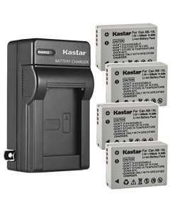Kastar 4-Pack Battery and AC Wall Charger Replacement for Canon NB-10L NB10L, NB-10LH NB10LH Battery, Canon CB-2LC Charger, Canon PowerShot G1 X, PowerShot G3 X, PowerShot G15, PowerShot G16 Cameras