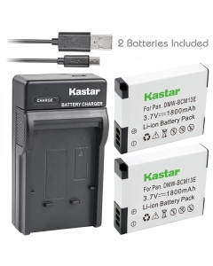 Kastar Battery (X2) & Slim USB Charger for Panasonic DMW-BCM13 BCM13PP and Lumix DMC-FT5 DMC-LZ40 DMC-TS5 TS6 DMC-TZ37 TZ40 TZ41 DMC-TZ55 DMC-TZ60 DMC-ZS27 DMC-ZS30 DMC-ZS35 DMC-ZS40 DMC-ZS45 DMC-ZS50