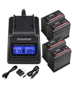 Kastar 4 Battery and LCD Fast Charger Compatible with Canon UC-V30 UC-V100 UC-V200 EOS C300 PL C500 PL ES50 ES55 ES60 ES65 ES75 ES300V ES410V UC-V300 UC-X1 UC-X1Hi V50Hi V60Hi V65Hi XM1 XM2 XV1 XV2