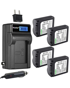Kastar 4-Pack CGA-S006 Battery and LCD AC Charger Compatible with Leica BP-DC5 Battery, Leica V-LUX1 Camera, Panasonic CGA-S006, CGA-S006e, CGR-S006, CGR-S006e, DMW-BMA7, DE-A44, DE-994, DE-994A